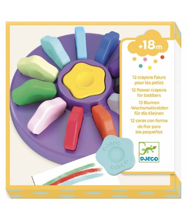 12 crayons fleurs pour les petits  (Djeco) PA* 18m+