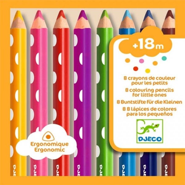 8 crayons de couleur pour les petits  (Djeco) PA* 18m+