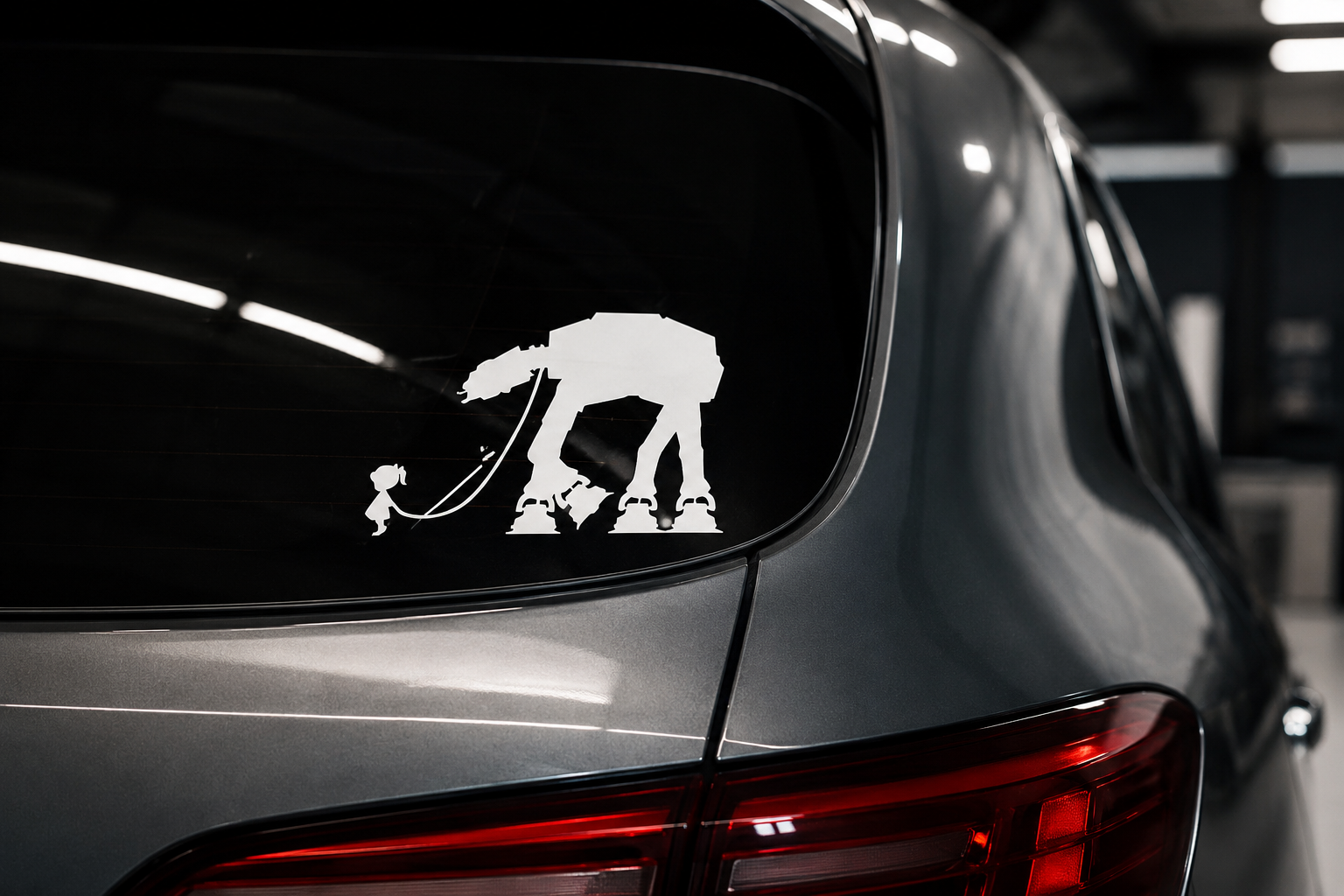 AT-AT an der Leine Aufkleber - Lustiger Sci-Fi Sticker