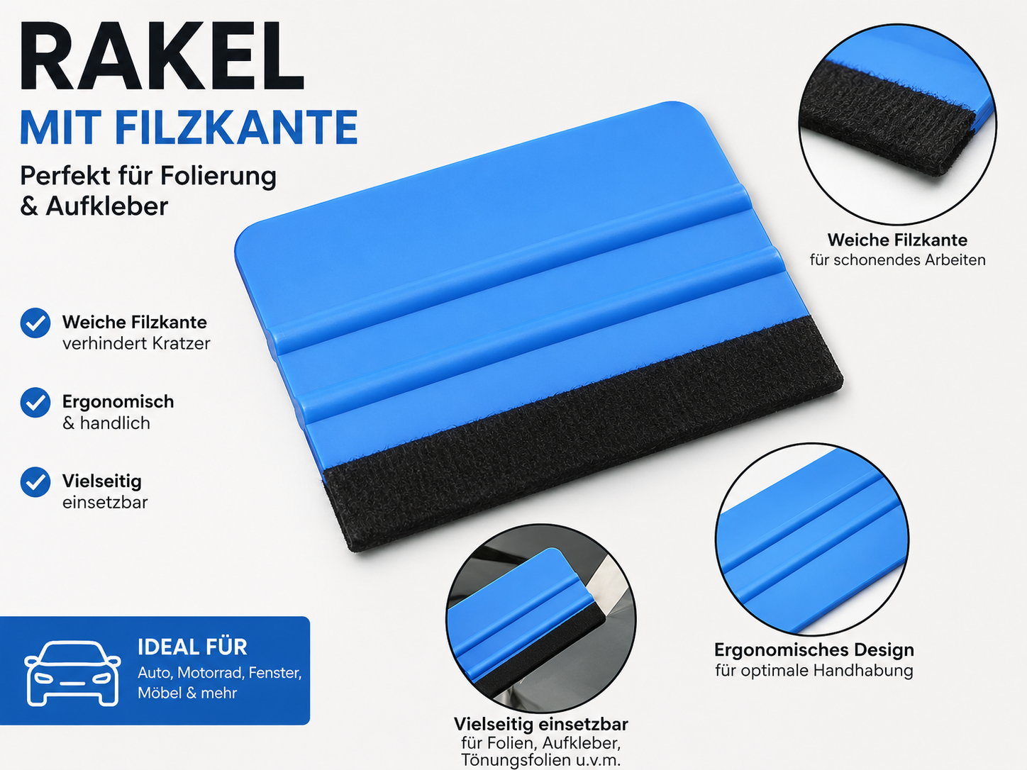 Rakel mit Filzkante – Folierwerkzeug für Aufkleber & Vinylfolie