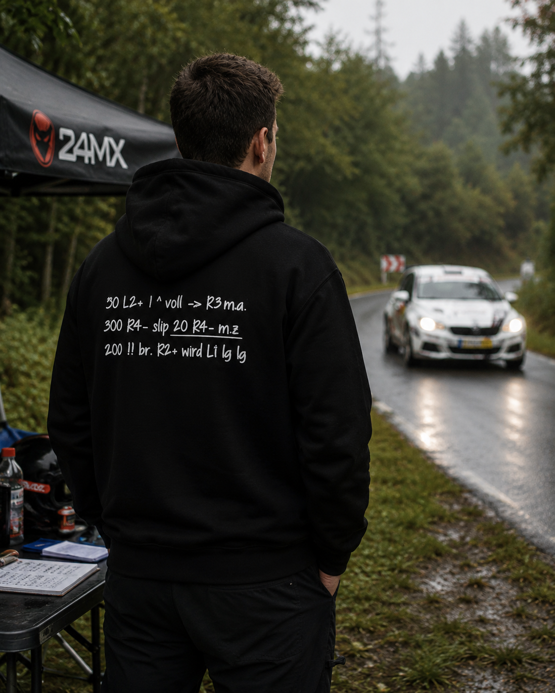 Rallye Hoodie Pacenotes Aufschrieb – Motorsport Style für Rallye-Fans