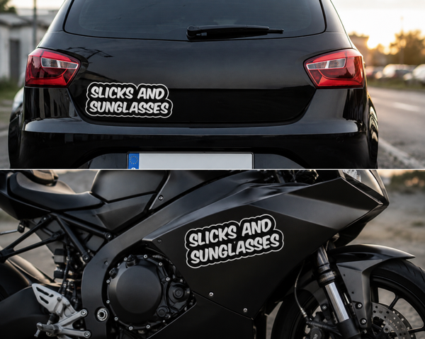 Slicks and Sunglasses Aufkleber – Motorsport Sticker für echte Racing-Fans