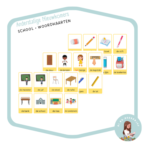 anderstalige nieuwkomers woordkaarten thema school
