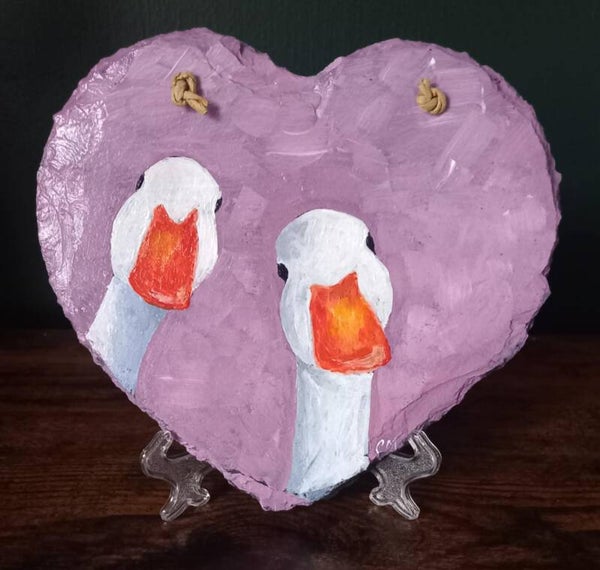 Painted slate hearts