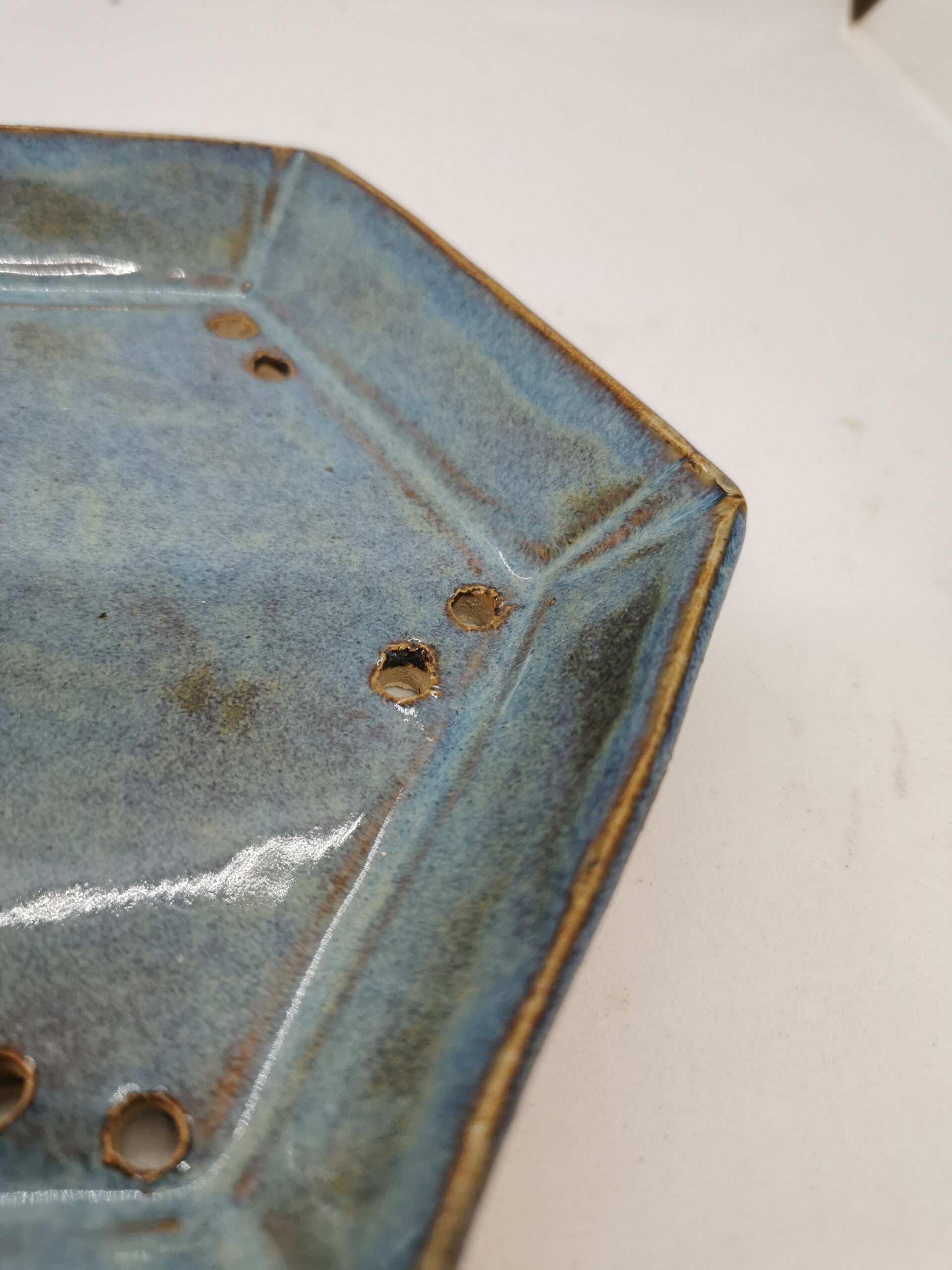 Zeepschaal hexagon middel groot blauw