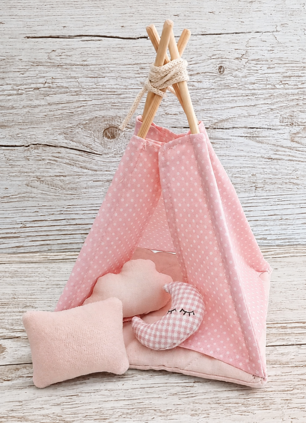 Mini-Tipi mit Kissen Puppenzelt - für das Puppenhaus