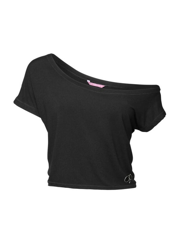 t-shirt kort, off shoulder papillon