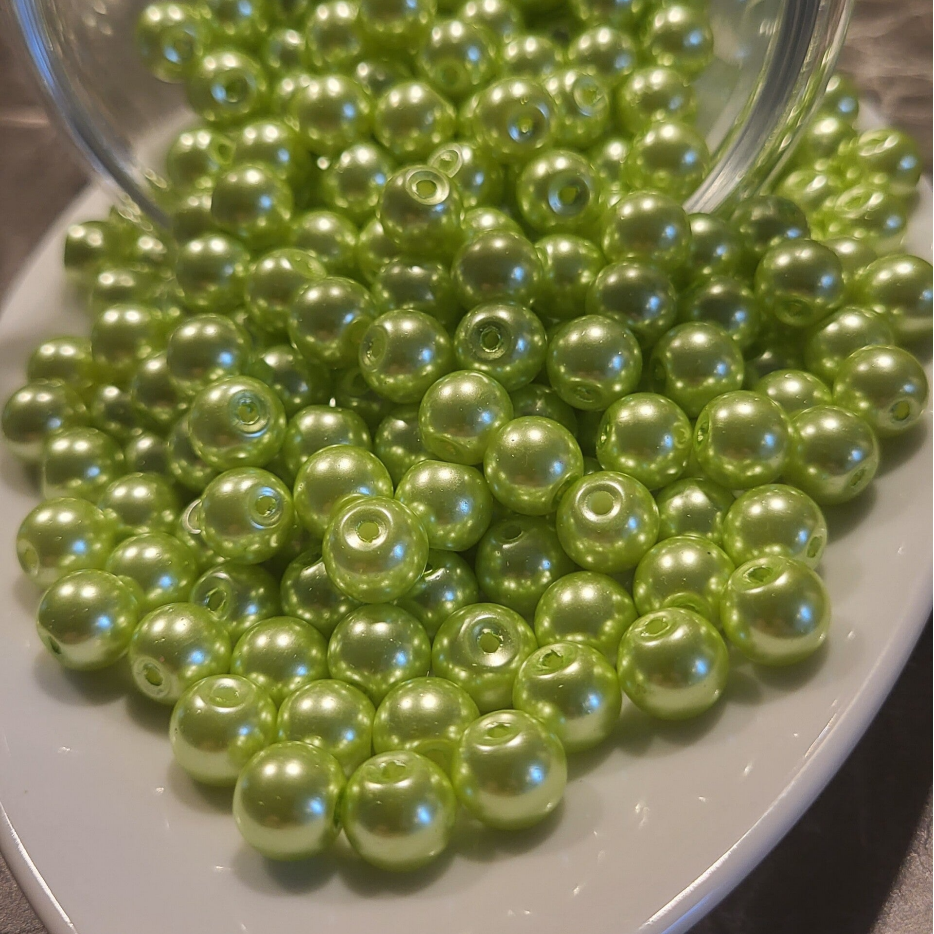Gebackene Grüne Glasperlen 8mm