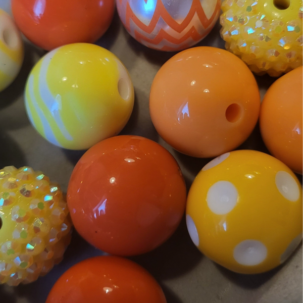 Perlenmix Acryl Gelb/Glitzer/Orange/Gold