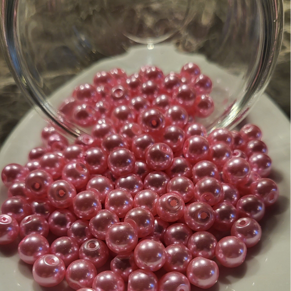 Glasperlen gebacken Pink #Dunkel 8mm