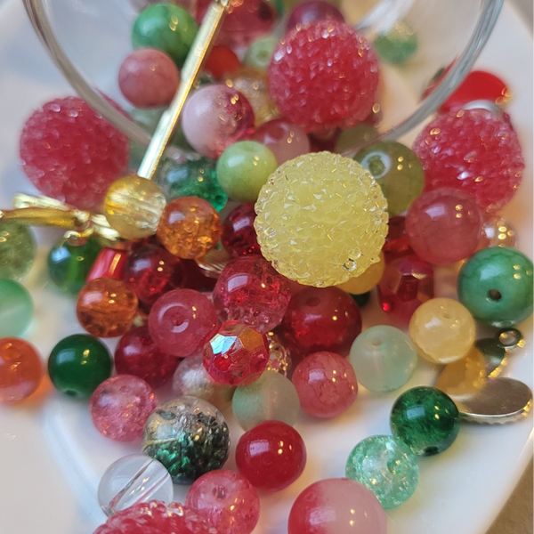 Glasperlenmix Rot/Grün