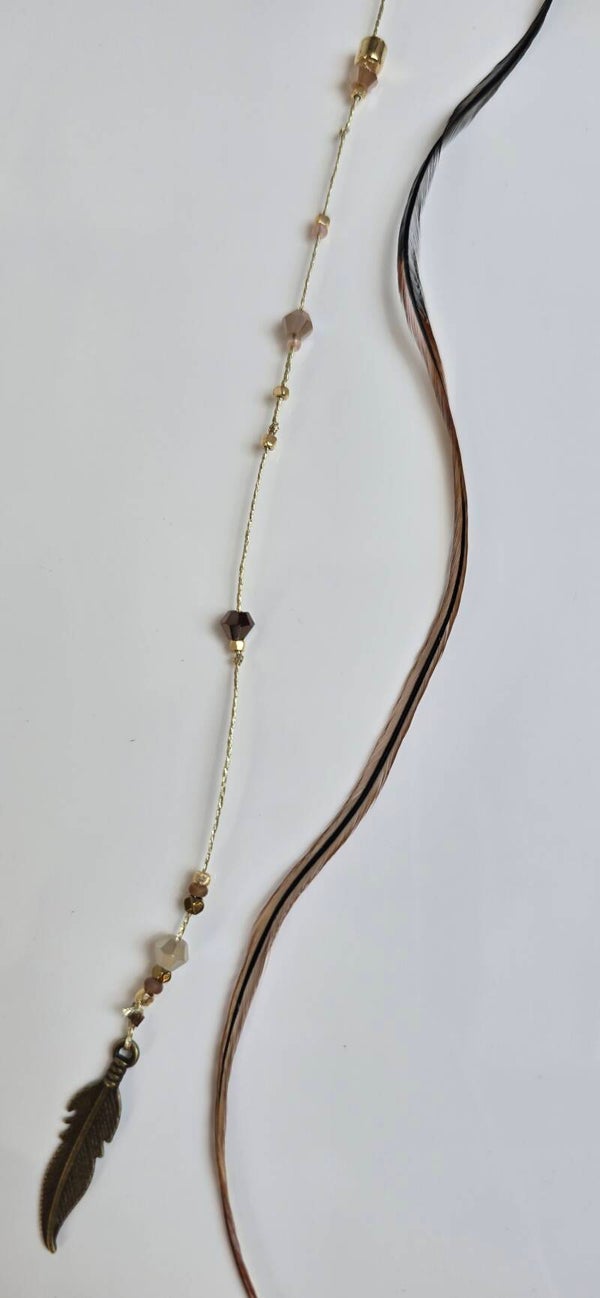 Mibiza Hair Jewel | Mocha Feather