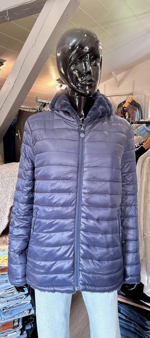 Doudoune réversible bleu marine- Ref F807