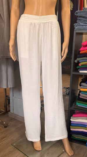 Pantalon blanc fin taille élastique- Ref 7319-1