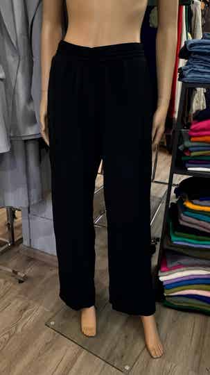 Pantalon noir fin taille élastique- Ref 7319-2