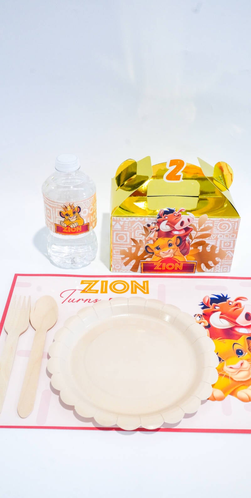 Custom Favor Box, Place Mat, Water Bottle