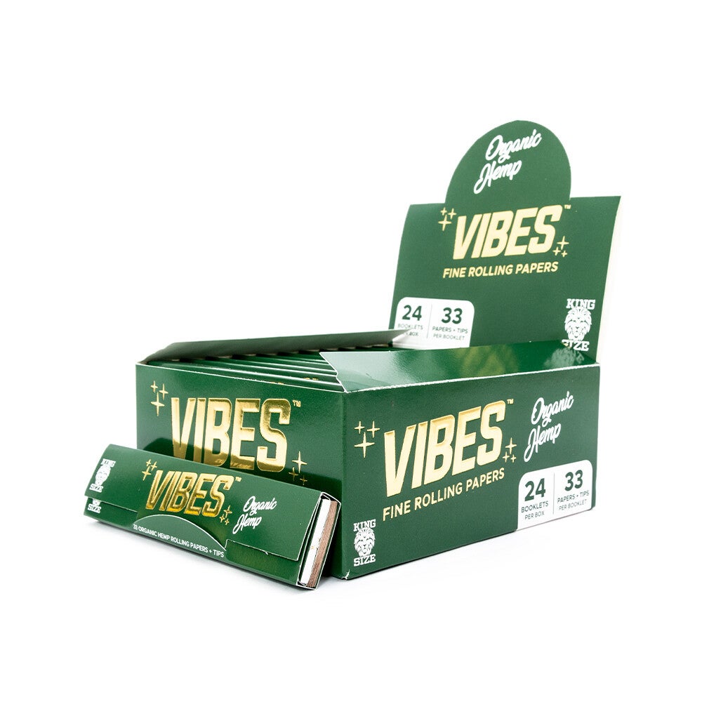 VIBES Organic Hemp Rolling Papers & Filters | King Size Slim - x33