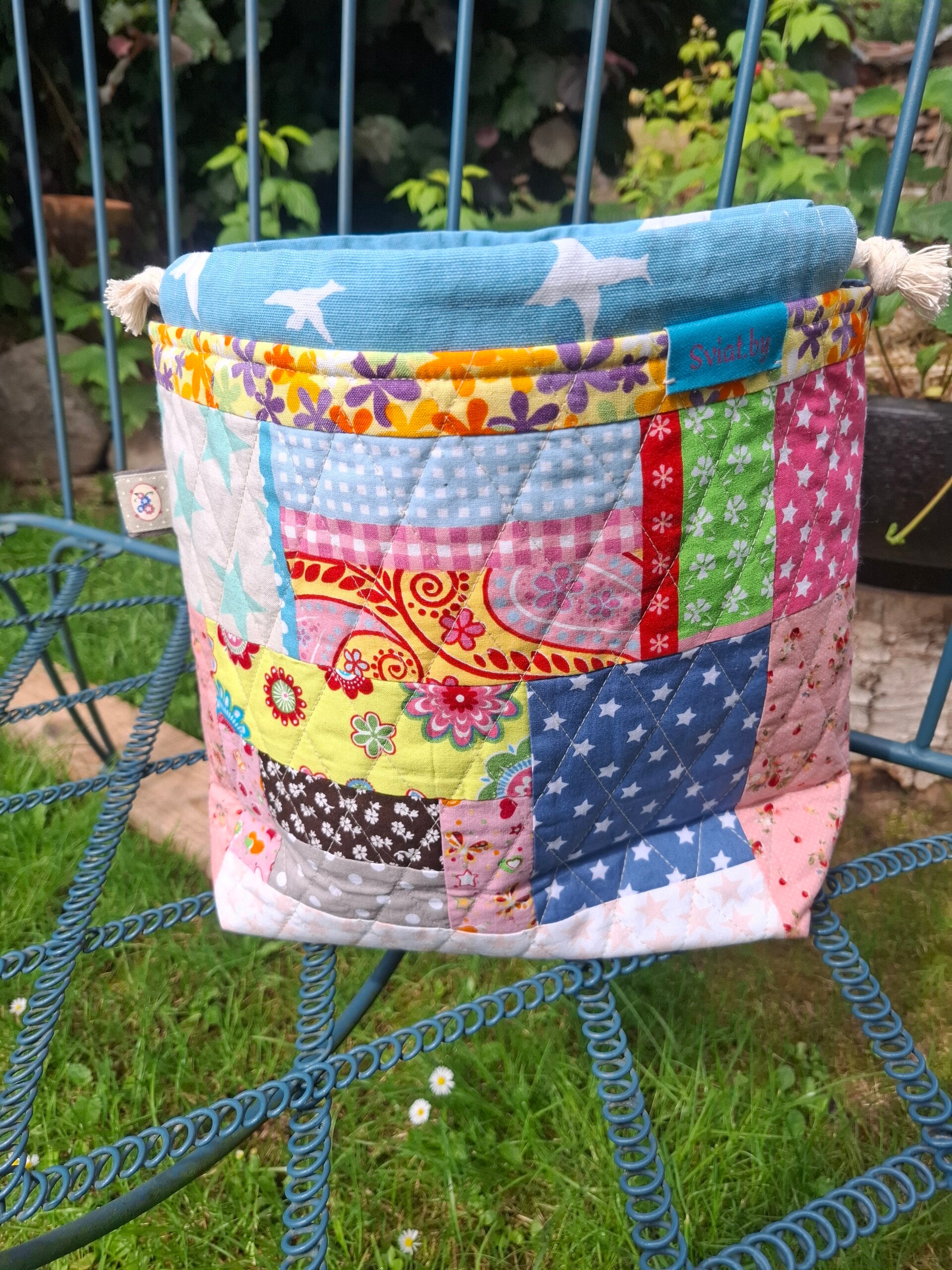 Strickbeutel Patchwork Projektbeutel