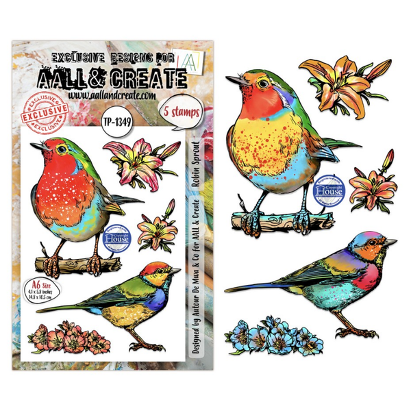 Hearted Nature A6 Stamp Sets Robin Sprout by Autour De Mwa & Co