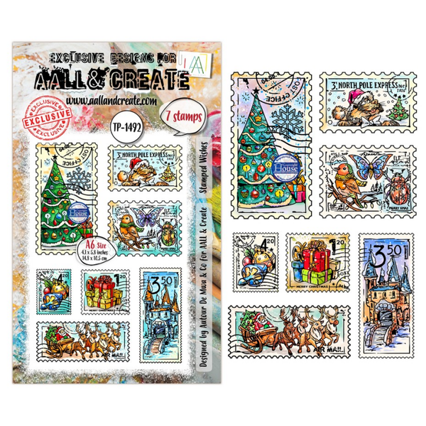 Postcards of Cheer A6 Stamp Sets Stamped Wishes by Autour De Mwa & Co (AALL-TP-1492)