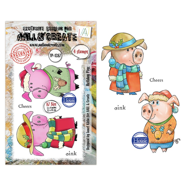 TP-1387 - A7 Stamp Set - Holiday Pigs
