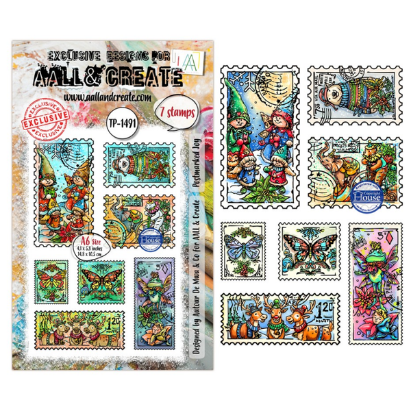 Postcards of Cheer A6 Stamp Sets Postmarked Joy by Autour De Mwa & Co (AALL-TP-1491)
