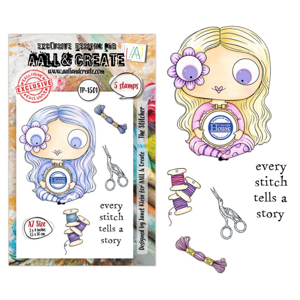 Creative Types A7 Stamp Sets The Stitcher by Janet Klein