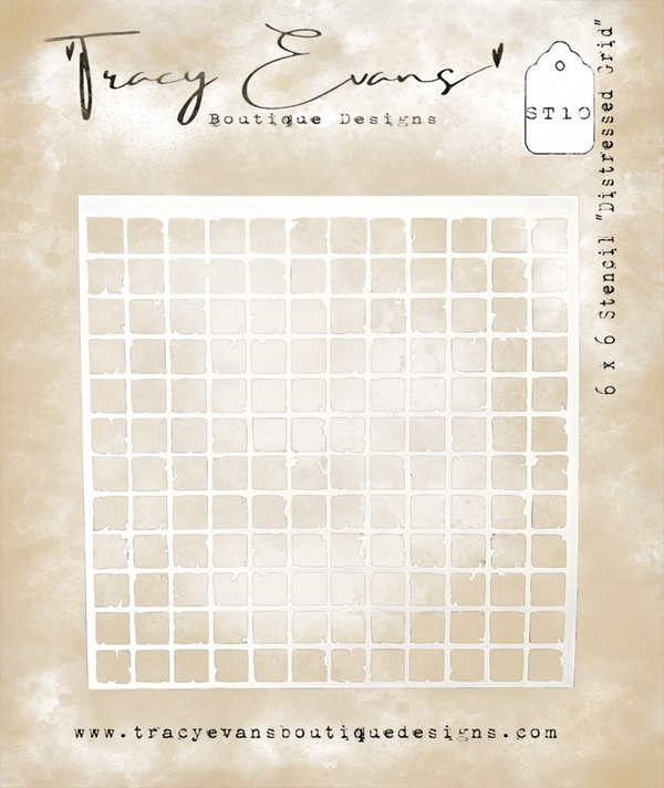 Distressed Grid 6x6 Inch Stencil (ST010)