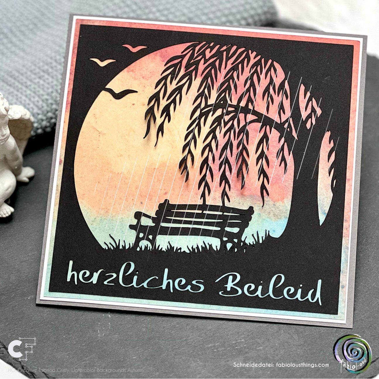 Silhouettenkarte Trauerweide