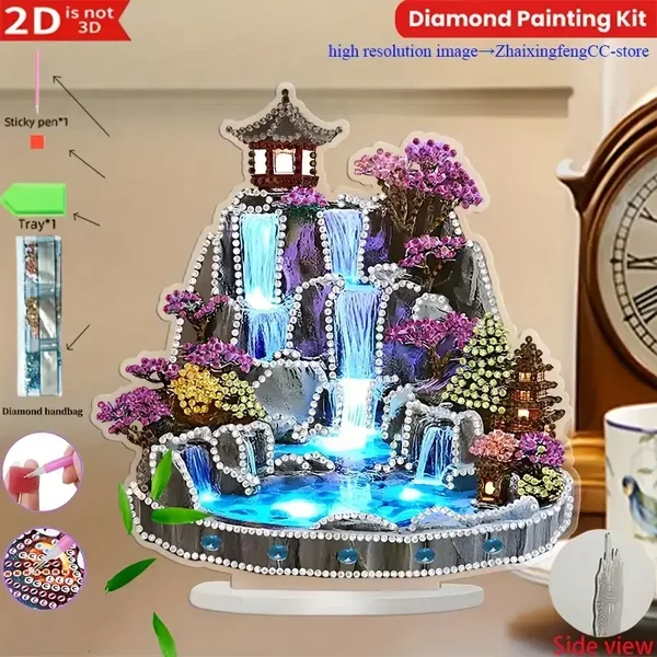 Dekoratives Standbild Berg und Wasser und Hof