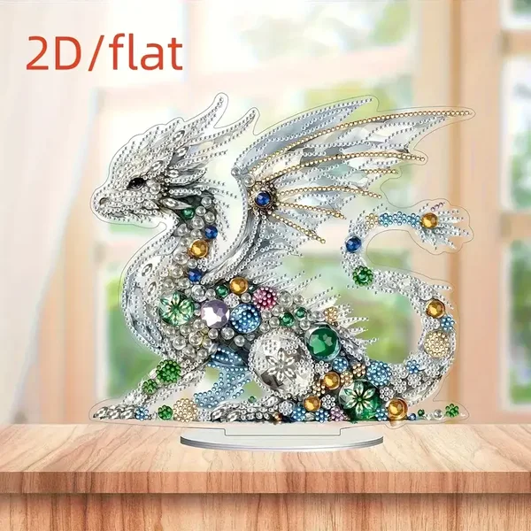 Dekoratives Standbild Drache Weiß