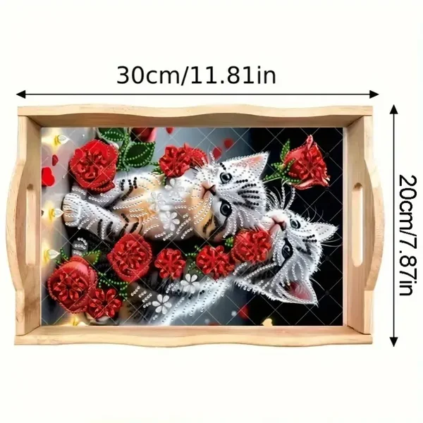 Servierbrett Rosenstrauch & Katzen