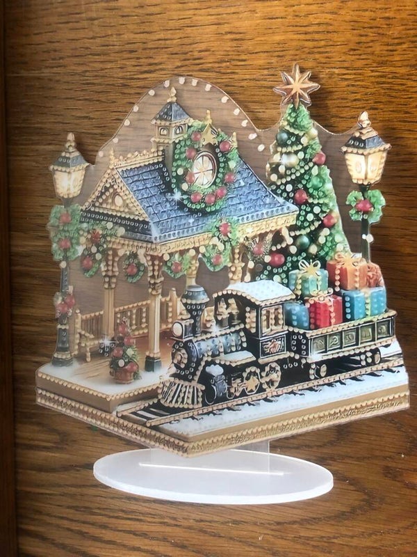 Dekoratives Standbild Weihnachtsbahnhof