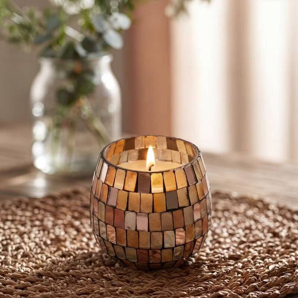 Mosaico Ámbar - Velas en frascos de vidrio - Pequeñas