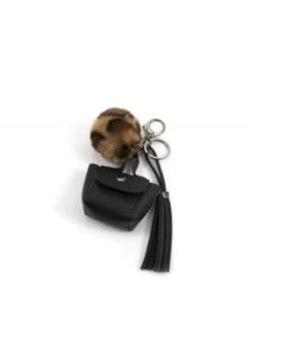 Tassen / sleutelhanger zwart met camel pompon