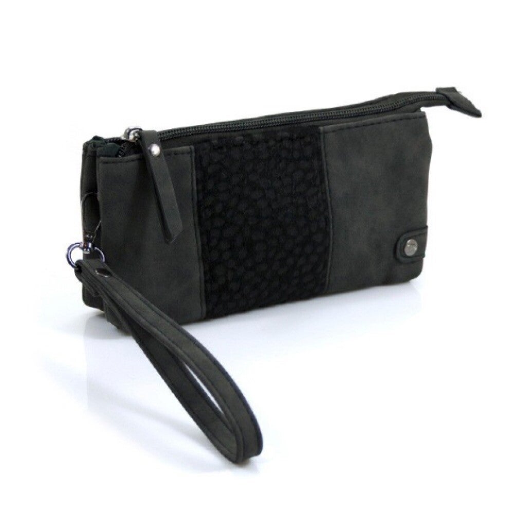 Portemonnee handtasje antraciet panter