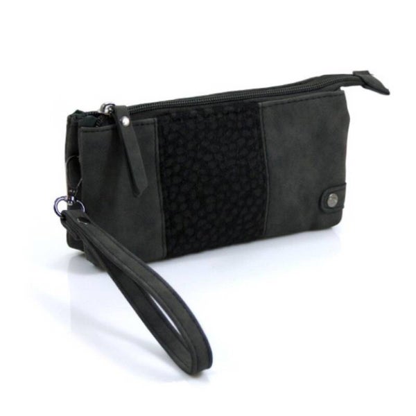 Portemonnee handtasje antraciet panter