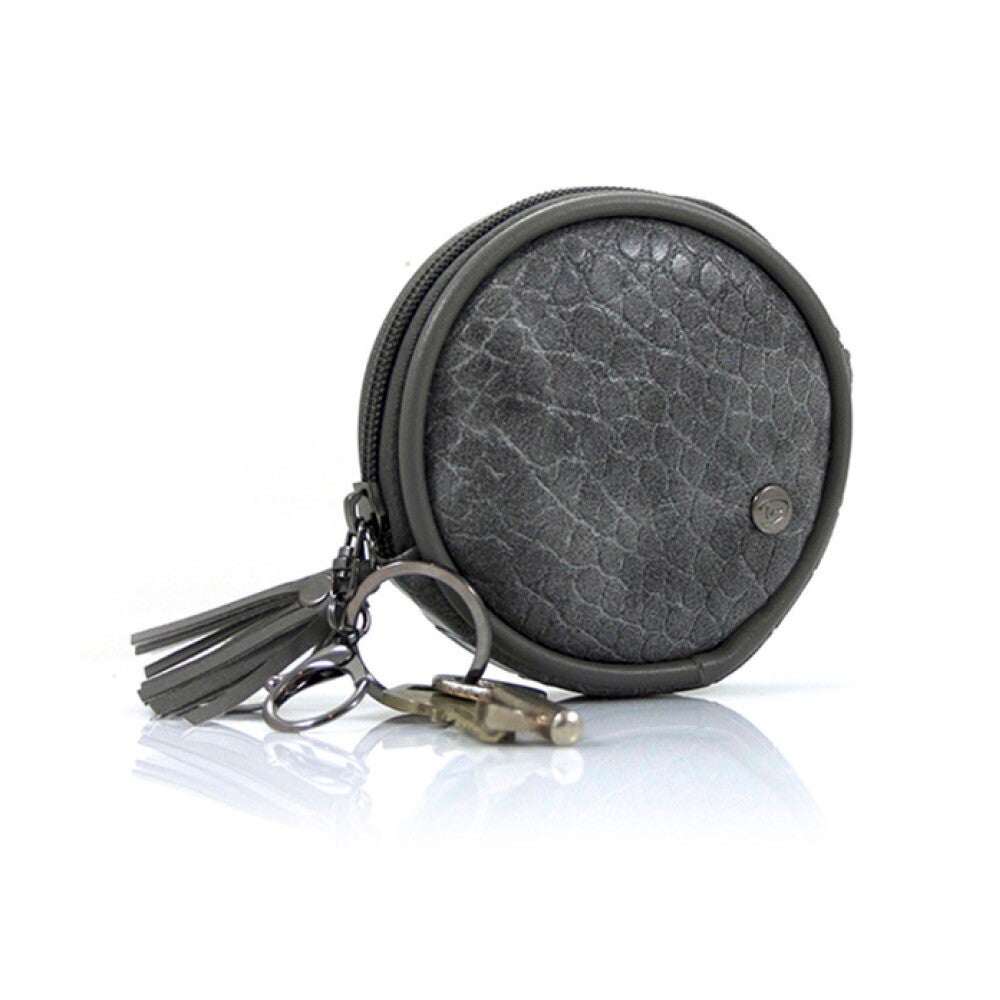 Sleutel- / tassenhanger tasje rond grijs