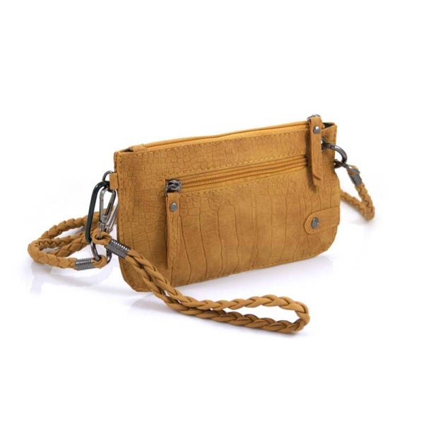 Crossbody croco oker geel