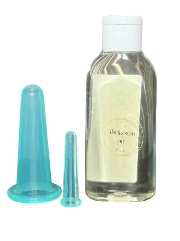 Setje siliconen gezichtscups “soft” + abrikozenpitolie 100 ml