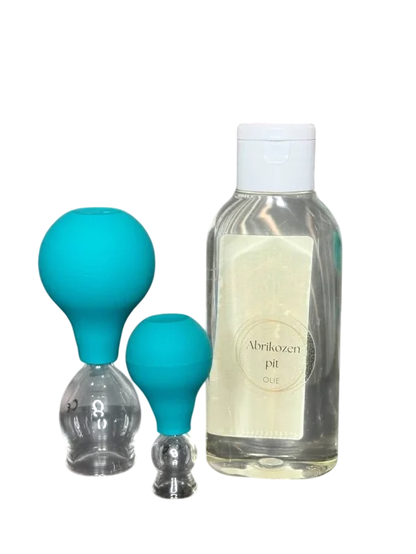 Setje glazen gezichtscups + abrikozenpitolie 100 ml