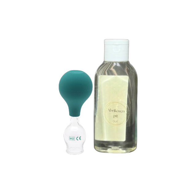 Glazen gezichtscup 1,5 cm + abrikozenpitolie 100 ml