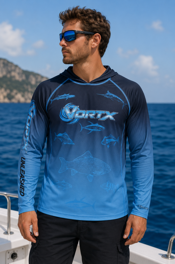 Black/blue Hooded Long sleeve shirt