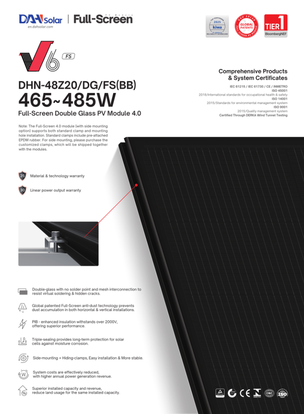 Solarmodule DAH Solar DHN-48Z20/DG/FS(BB)-470W-Fullscreen-Fullblack