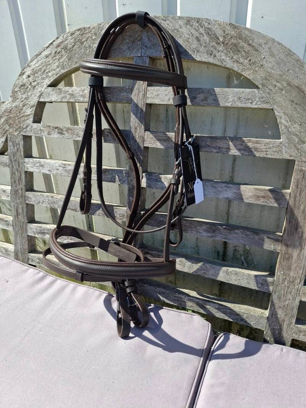 Gladleer bruin hoofdstel "Jump"