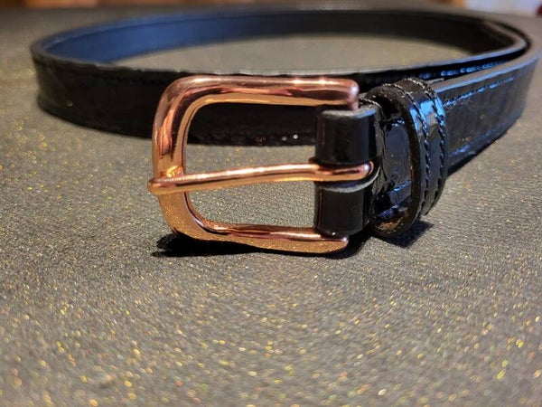 Broeksriem Croco Laque - Rosegold