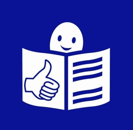 logo di EasytoRead su sfondo blu un omino che legge e un pollice alzato