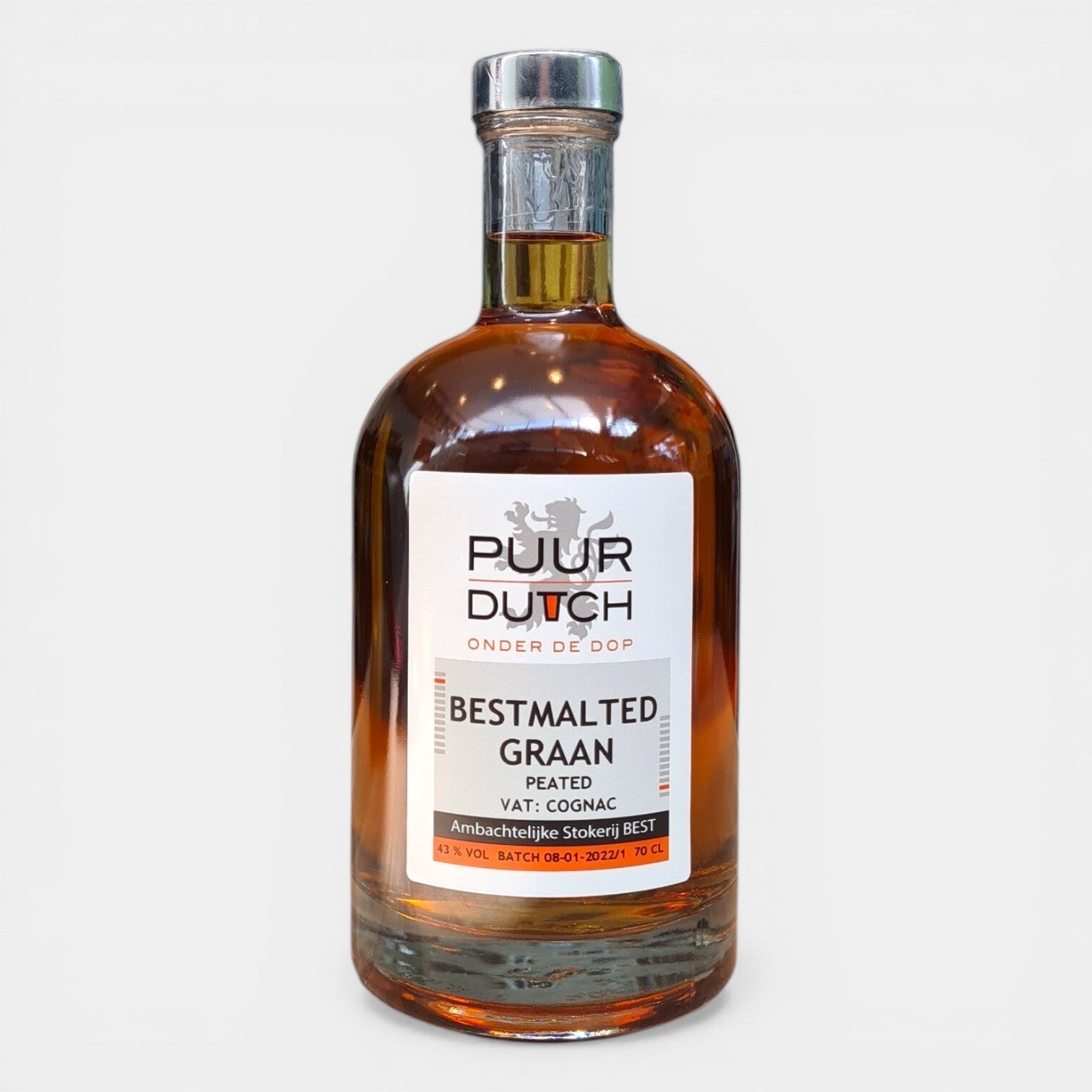 BESTMALTED GRAAN PEATED single malt, single cask, fles 0,7 liter 43% alcohol