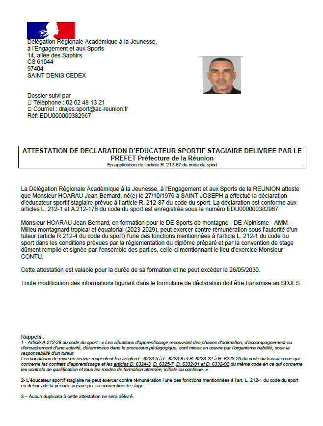Attestation stagiare