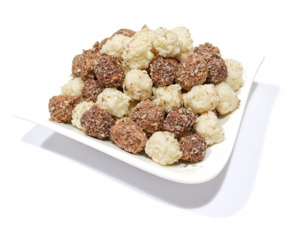 GEDROOGDE KOKOSNOOT BLOKJES GECHOCOLATEERD 250g